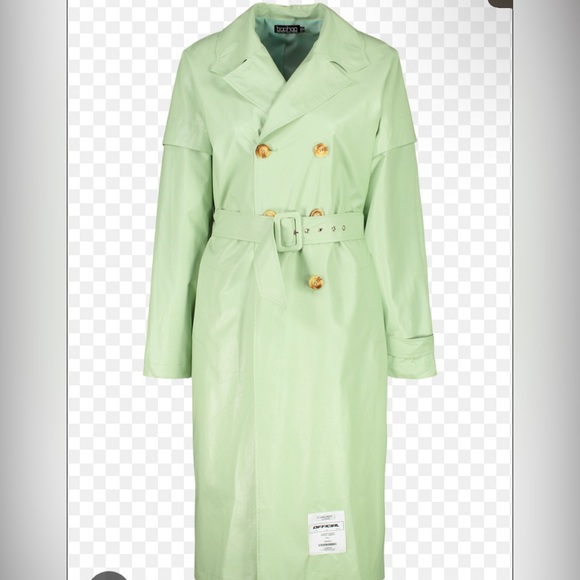 Sage Green Oversized Trench Coat - Picture 1 of 2